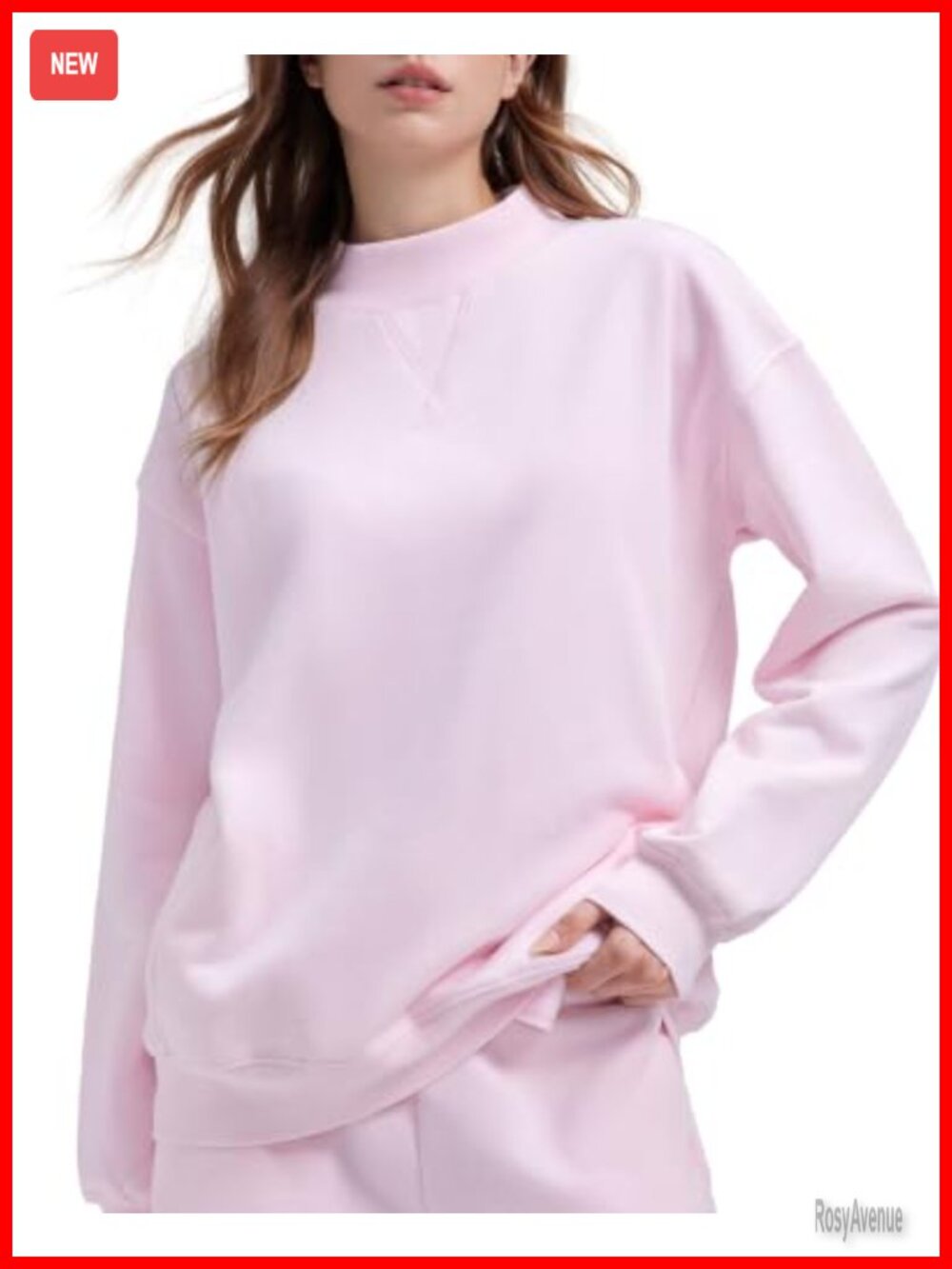 Women Cotton Mock Neck Oversized Sweatshirt Pullover Long Sleeve
